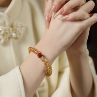 Citrine and Purple Gold Sand Bead Bracelet