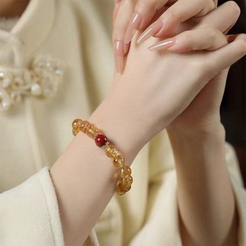 Citrine and Purple Gold Sand Bead Bracelet