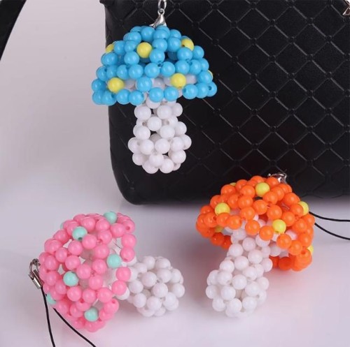 Hand-woven mushroom pendant, car key pendant, woven creative bag pendant
