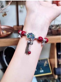 Original cinnabar pure silver Ruyi tassel purple gold sand bracelet