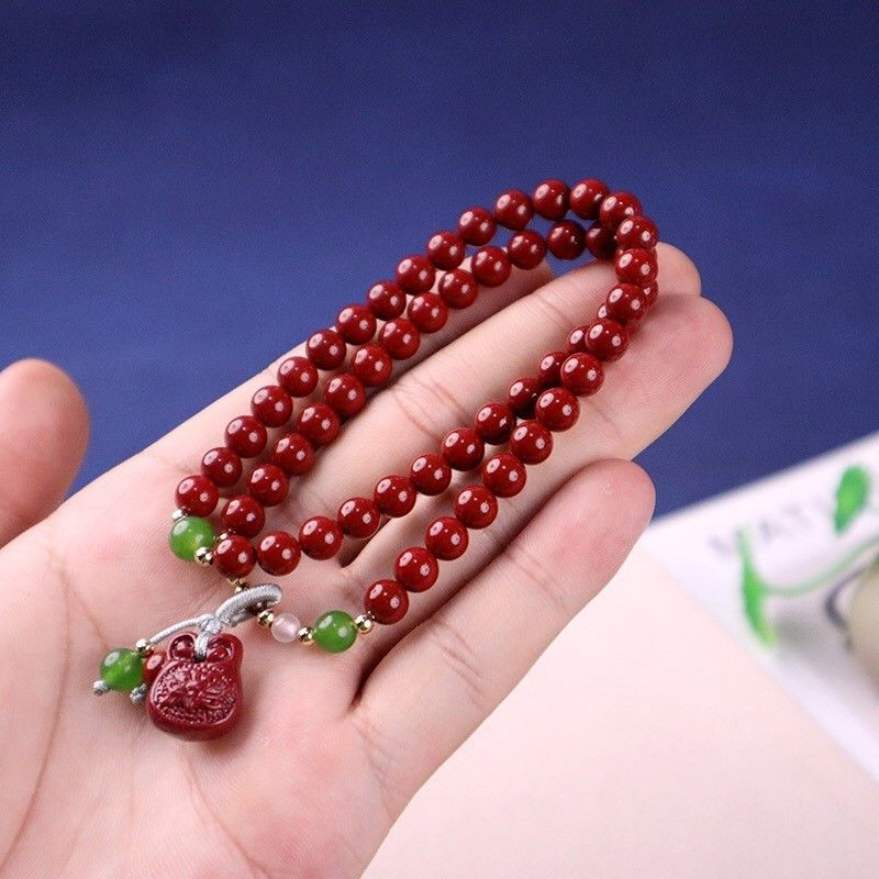 Genuine high-content cinnabar purple gold sand with lucky bag bracelet womens fortune and treasure