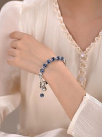 Pure Silver 999 Sugar Agate Bent Koi Bag Bracelet