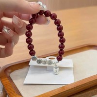 999 sterling silver genuine high-content cinnabar peace joy womens blessing bead bracelet