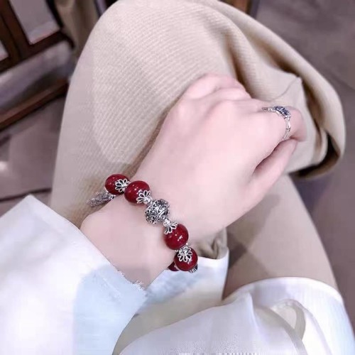 Original cinnabar lucky cat sterling silver purple gold sand sterling silver bracelet