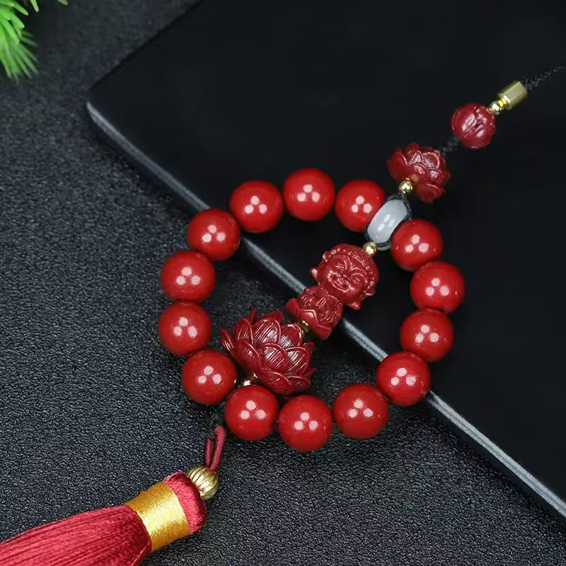 Cinnabar Baby Buddha Car Pendant High Content Purple Golden Sands Lotus Tassel Pendant