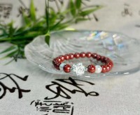 Womens genuine cinnabar lucky beads pure silver bracelet with flowers blooming and prosperity