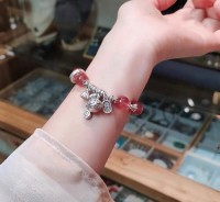 New Arrival Natural Crystal Sterling Silver Wish Come True Money Bag Pendant Bracelet