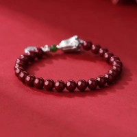 999 sterling silver natural cinnabar bracelet