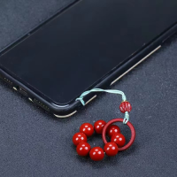 Natural cinnabar Five Emperor Money Buddha Head Mobile Phone Chain Handmade Rope Mobile Phone Pendant
