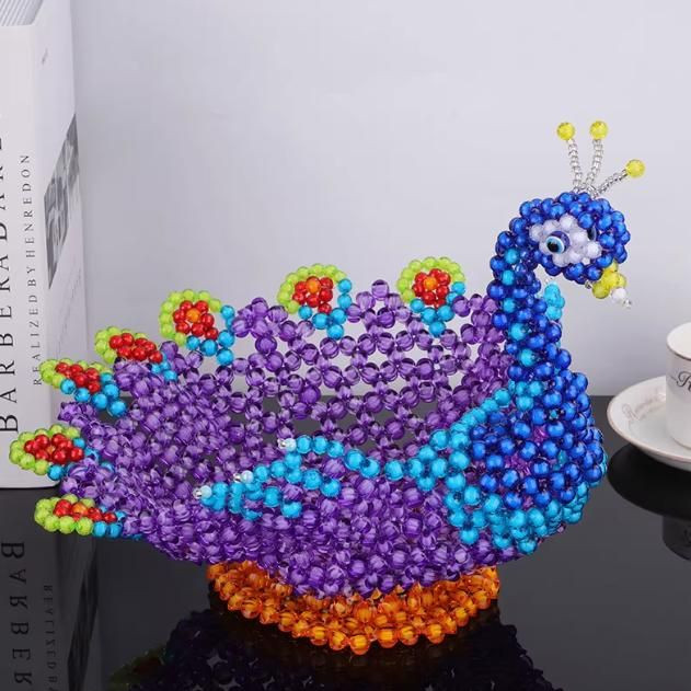 Creative peacock fruit plate, pure hand-woven fruit plate, storage ornament
