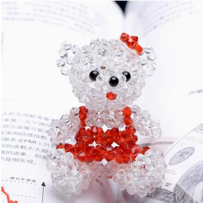 Hand-beaded crystal bag hanging/key hanging/exquisite small accessories [crystal couple bear bag hanging]