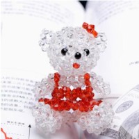 Hand-beaded crystal bag hanging/key hanging/exquisite small accessories [crystal couple bear bag hanging]